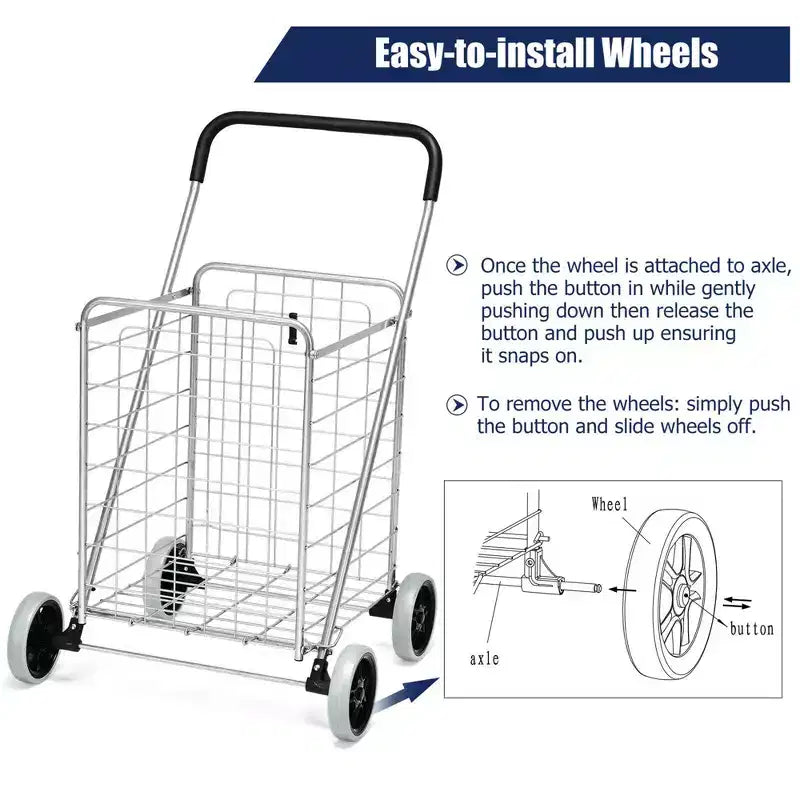 Costway Carrello Pieghevole per la Spesa Carrello Utilità Portatile per Spesa Lavanderia Viaggi