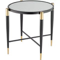 Studio 55D Modern Metal Round Accent Side End Table 25 Wide Matte Black Gold Marbleized Glass Tabletop for Living Room Bedroom
