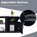 Mobile TV Costway 58'' Mobile con Consolle Centro Intrattenimento con 2 Armadietti per TV 65'' Naturale\Nero\Noce
