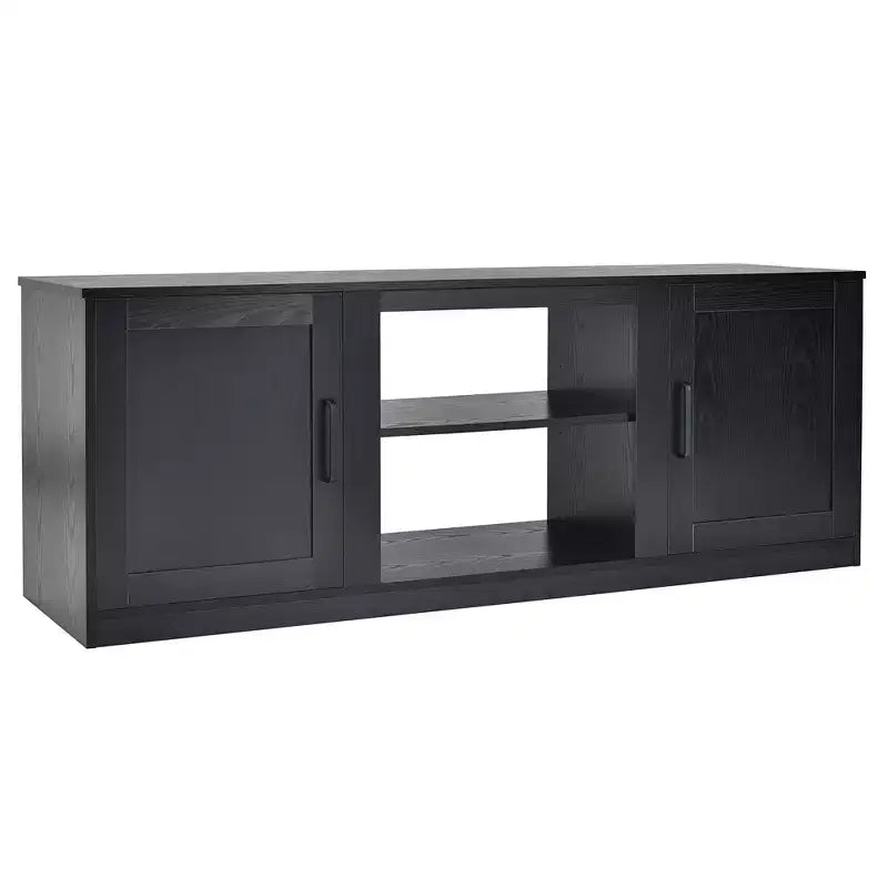 Mobile TV Costway 58'' Mobile con Consolle Centro Intrattenimento con 2 Armadietti per TV 65'' Naturale\Nero\Noce