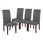 Emma and Oliver Four Mid-Century Parsons Chairs and Hardwood Frame for Kitchen, Dining Room & More