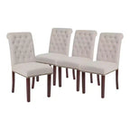 Sedia Emma and Oliver 4 PK Parsons con schienale arrotolato imbottito con bordo borchiato e telaio rifinito con feltrini in plastica