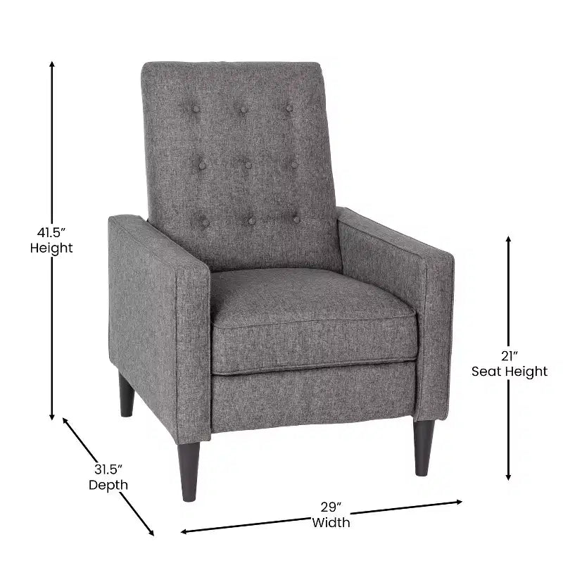 Poltrona reclinabile Darcy Merrick Lane, design moderno di metà secolo, imbottitura trapuntata, schienale ergonomico a spinta, per soggiorno