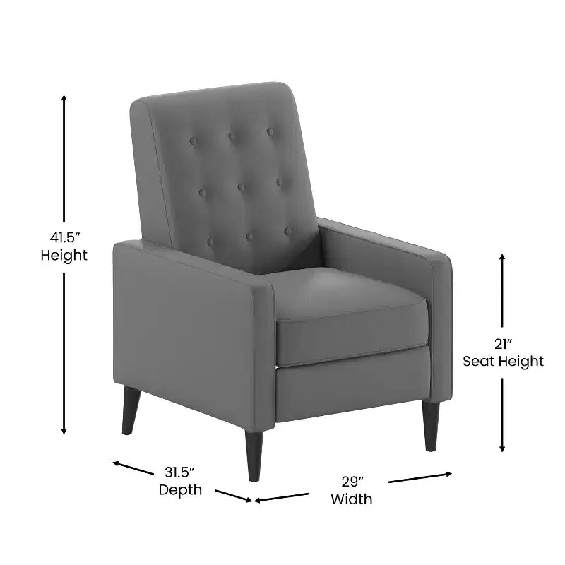 Poltrona reclinabile Darcy Merrick Lane, design moderno di metà secolo, imbottitura trapuntata, schienale ergonomico a spinta, per soggiorno
