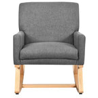 Costway Sedia a dondolo imbottita con braccioli e supporto lombare, design moderno di metà secolo, beige/grigio