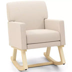 Costway Sedia a dondolo imbottita con braccioli e supporto lombare, design moderno di metà secolo, beige/grigio