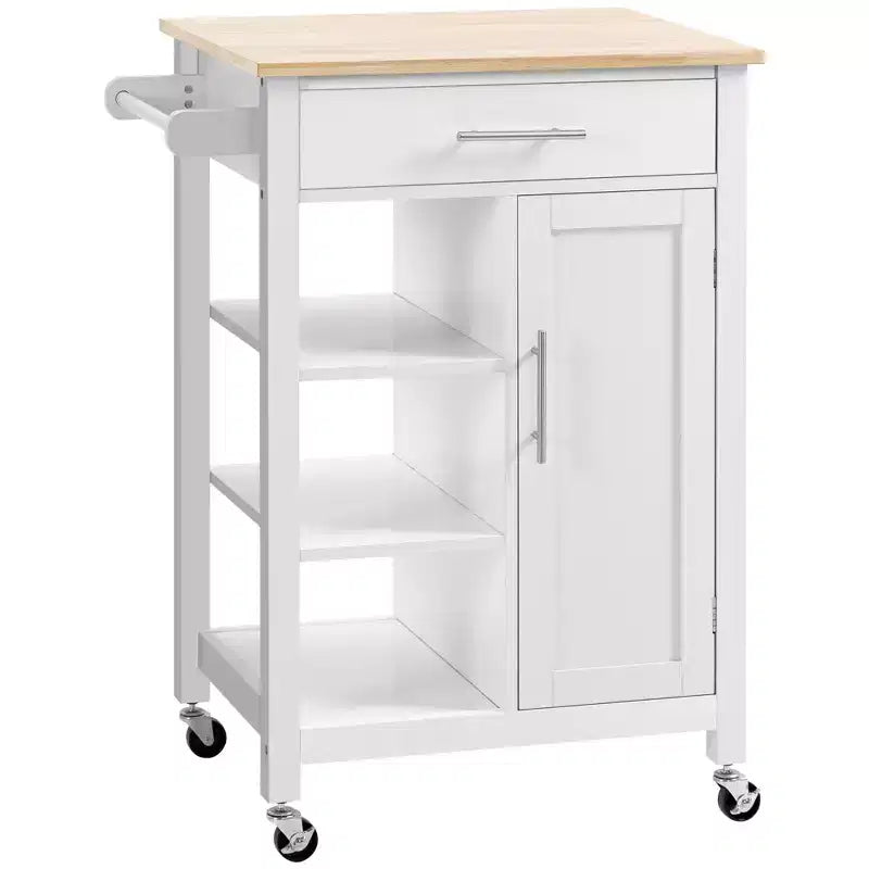 HOMCOM Carrello da Cucina Compatto con Ruote, Carrello Multiuso con Ripiano e Cassetto per Sala da Pranzo