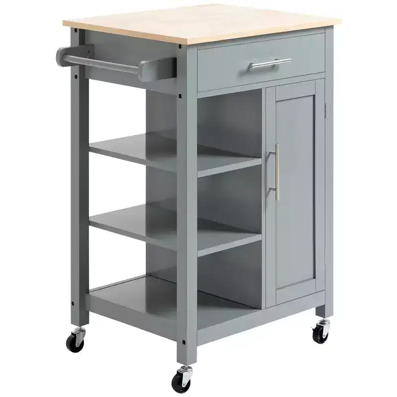 HOMCOM Carrello da Cucina Compatto con Ruote, Carrello Multiuso con Ripiano e Cassetto per Sala da Pranzo