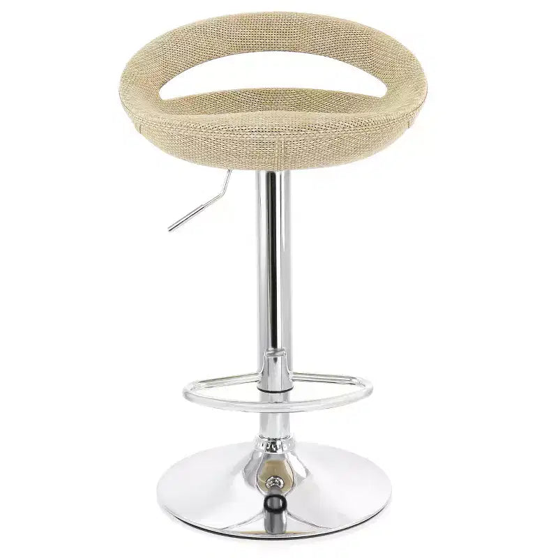 Sgabello da bar regolabile Elama a 2 pezzi in rattan grigio con base cromata