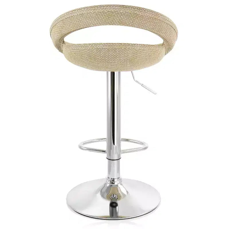 Sgabello da bar regolabile Elama a 2 pezzi in rattan grigio con base cromata