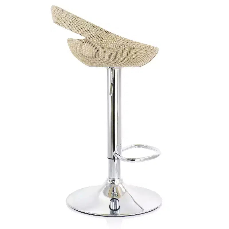 Sgabello da bar regolabile Elama a 2 pezzi in rattan grigio con base cromata