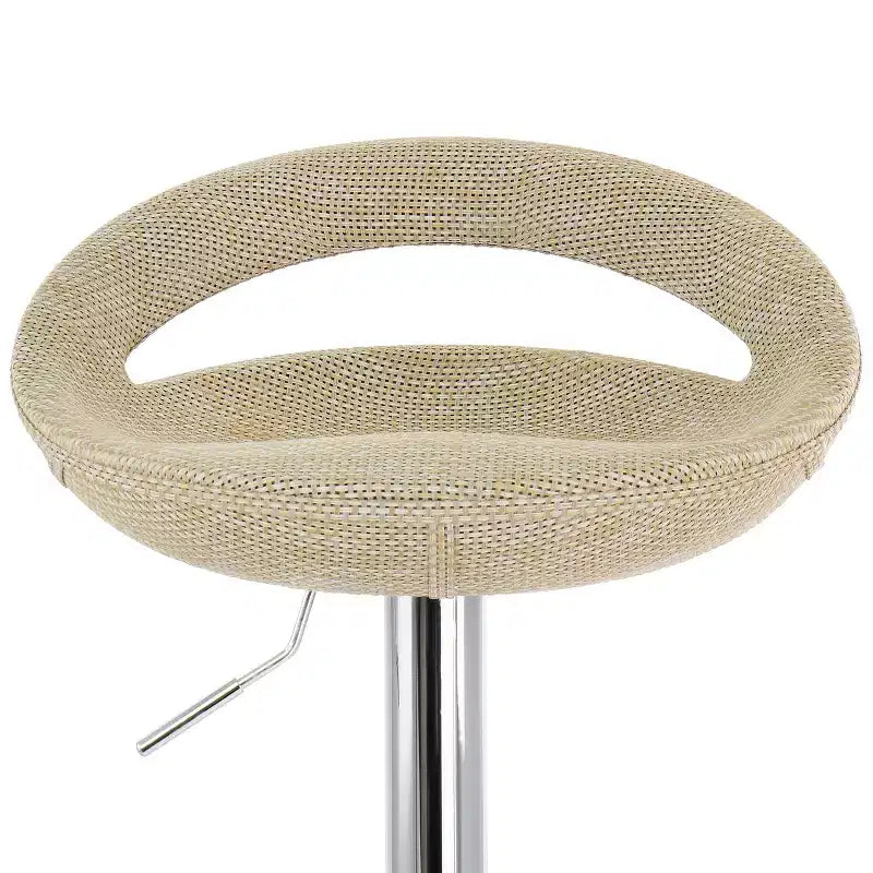 Sgabello da bar regolabile Elama a 2 pezzi in rattan grigio con base cromata