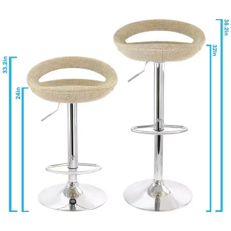 Sgabello da bar regolabile Elama a 2 pezzi in rattan grigio con base cromata