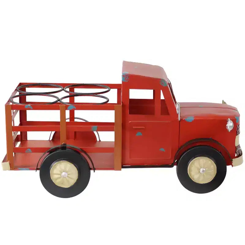 Sunnydaze Portabottiglie Metallo Rustico a Forma di Camion - Rosso