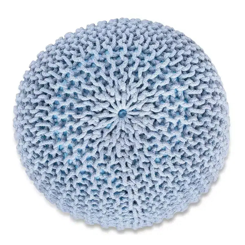 BirdRock Home Pouf Rotondo Poggiapiedi Ottomano - Azzurro