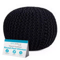 BirdRock Home Round Pouf Foot Stool Ottoman - Black