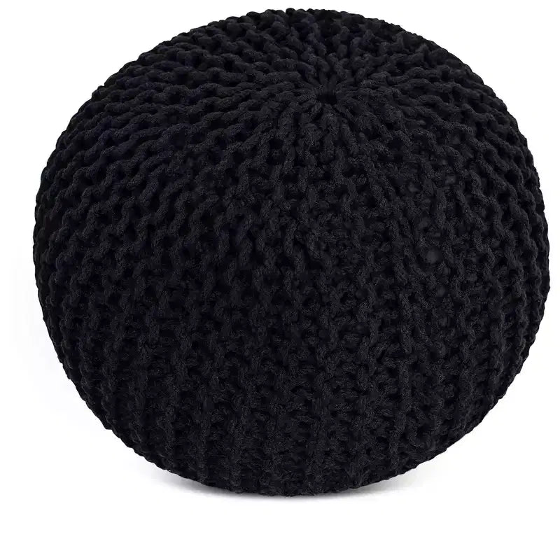 BirdRock Home Pouf Rotondo Poggiapiedi Ottomana - Nero