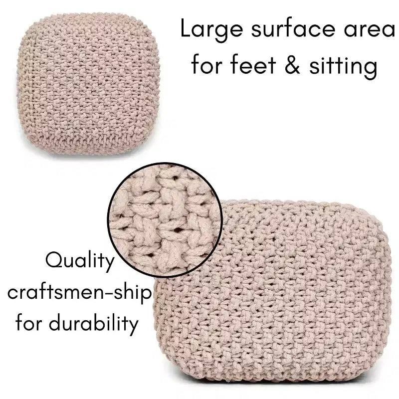 Pouf quadrato poggiapiedi BirdRock Home per soggiorno e camera da letto - Naturale
