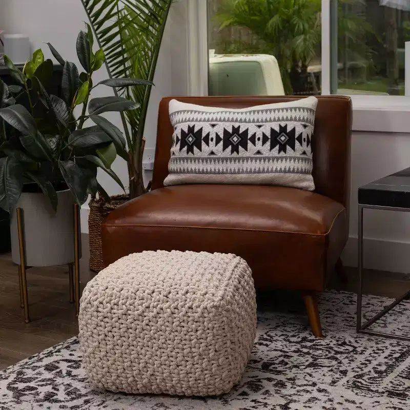 Pouf quadrato poggiapiedi BirdRock Home per soggiorno e camera da letto - Naturale