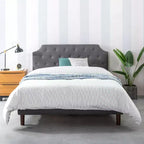 Mavn Letto a piattaforma imbottito, testiera trapuntata moderna grigio scuro - Mellow