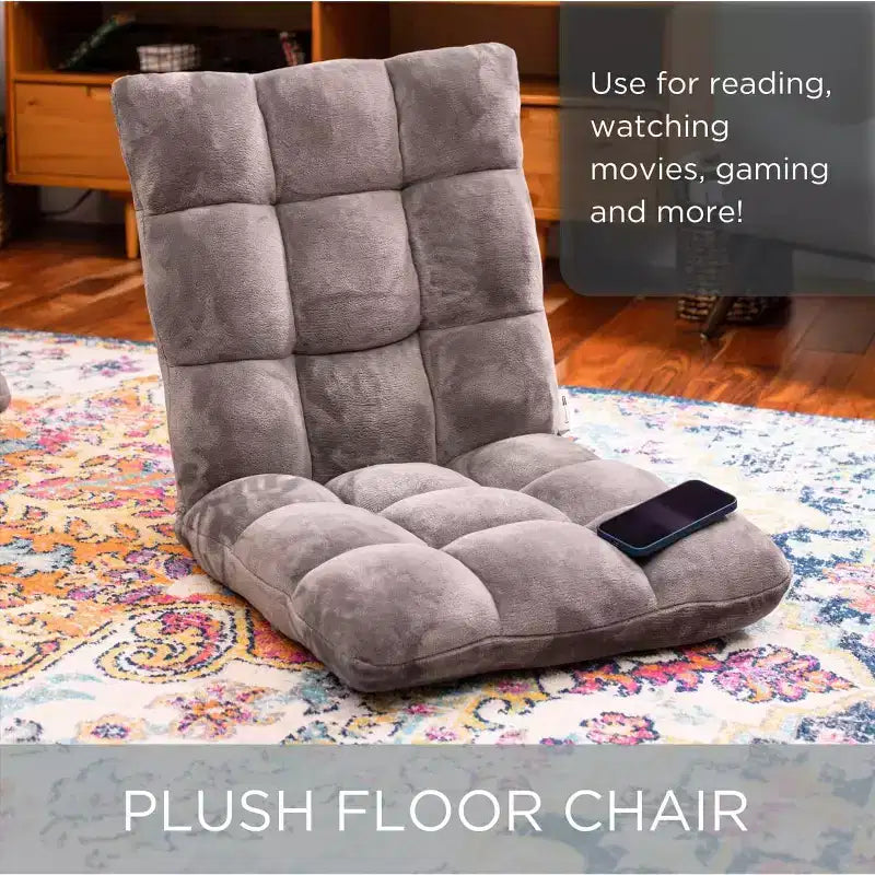 BirdRock Home Sedia da terra regolabile in memory foam a 14 posizioni - Grigia