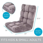 BirdRock Home Sedia da terra regolabile in memory foam a 14 posizioni - Grigia