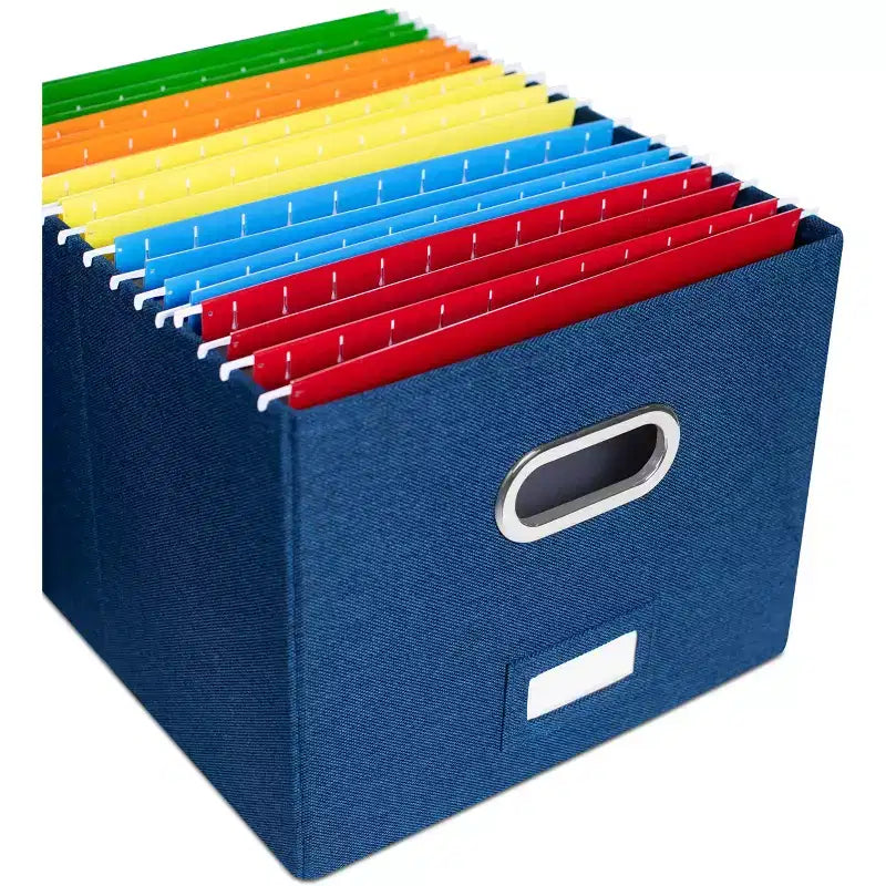 BirdRock Home Organizer Pieghevole per Documenti con Coperchio - Blu Navy - Confezione da 1