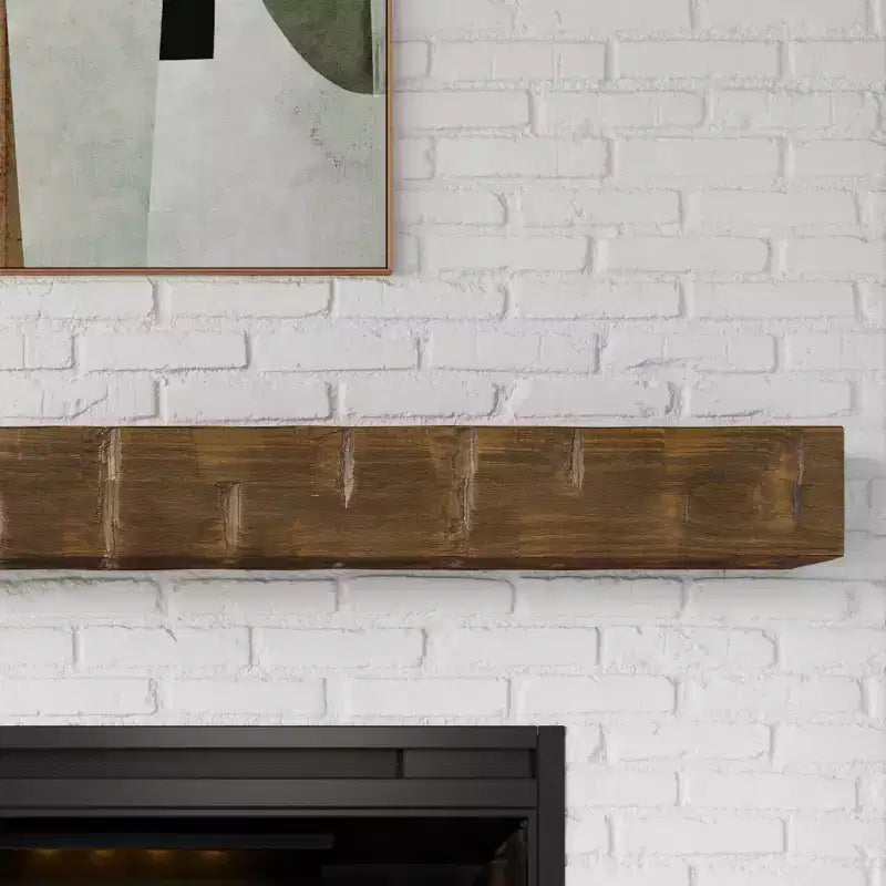 Mensola da camino galleggiante Country Living Bodie con dettagli effetto legno di recupero invecchiato