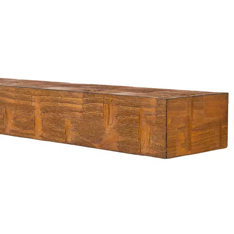 Mensola da camino galleggiante Country Living Bodie con dettagli effetto legno di recupero invecchiato