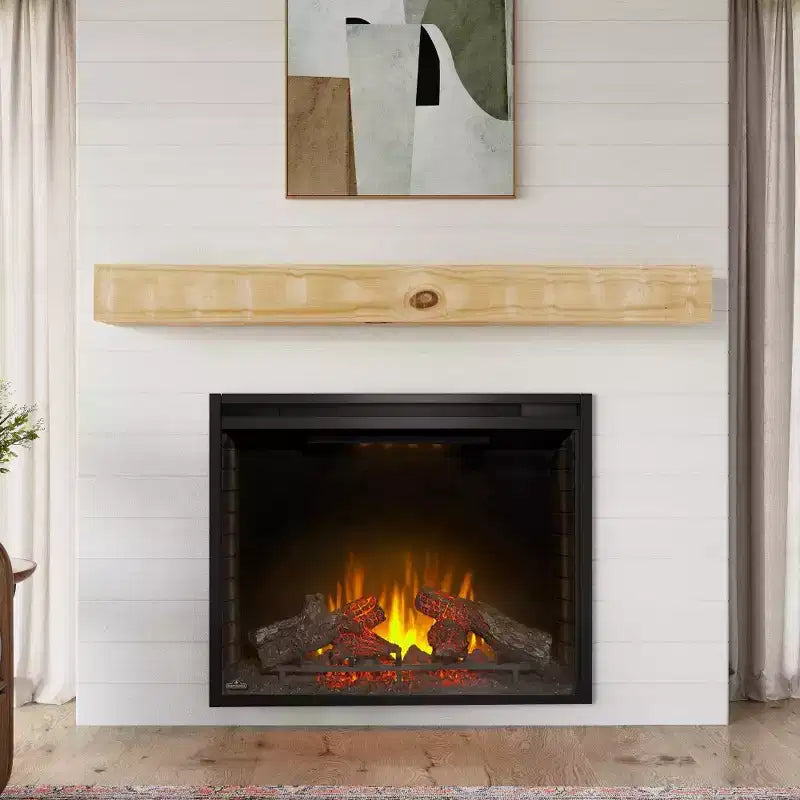 Mensola da camino galleggiante Country Living Bodie con dettagli effetto legno di recupero invecchiato