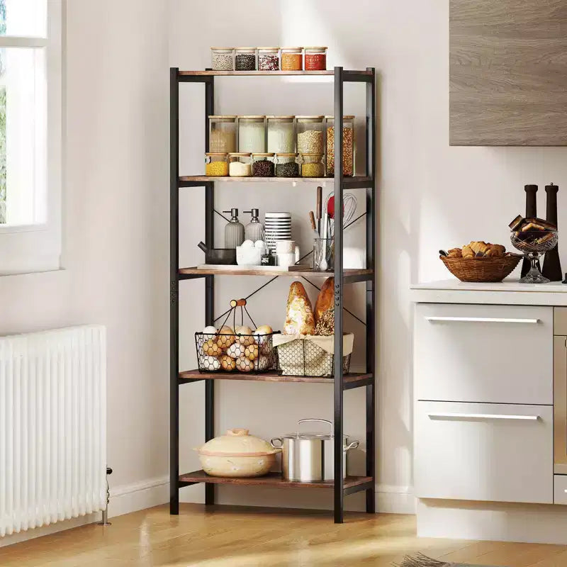 Libreria a 5 Ripiani Costway, Scaffale Etagere Industriale, Scaffale Espositivo Rustico