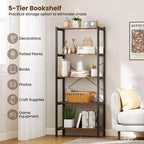 Libreria a 5 Ripiani Costway, Scaffale Etagere Industriale, Scaffale Espositivo Rustico
