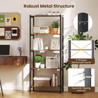 Libreria a 5 Ripiani Costway, Scaffale Etagere Industriale, Scaffale Espositivo Rustico