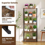 Libreria a 5 Ripiani Costway, Scaffale Etagere Industriale, Scaffale Espositivo Rustico
