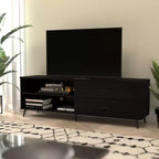 Flash Furniture Nelson 65 Mobile TV moderno di metà secolo per TV fino a 60 pollici con ripiano regolabile e cassetti portaoggetti