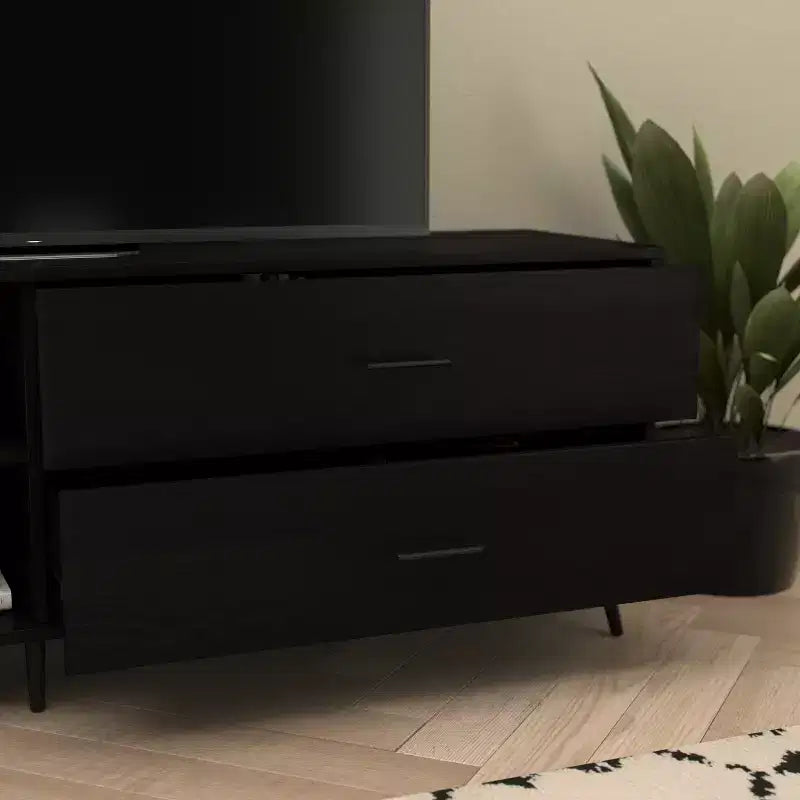 Flash Furniture Nelson 65 Mobile TV moderno di metà secolo per TV fino a 60 pollici con ripiano regolabile e cassetti portaoggetti