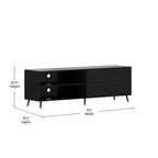 Flash Furniture Nelson 65 Mobile TV moderno di metà secolo per TV fino a 60 pollici con ripiano regolabile e cassetti portaoggetti