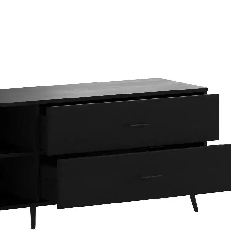 Flash Furniture Nelson 65 Mobile TV moderno di metà secolo per TV fino a 60 pollici con ripiano regolabile e cassetti portaoggetti