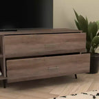 Flash Furniture Nelson 65 Mobile TV moderno di metà secolo per TV fino a 60 pollici con ripiano regolabile e cassetti portaoggetti