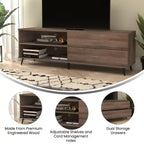 Flash Furniture Nelson 65 Mobile TV moderno di metà secolo per TV fino a 60 pollici con ripiano regolabile e cassetti portaoggetti