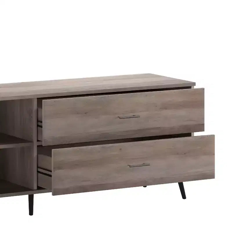 Flash Furniture Nelson 65 Mobile TV moderno di metà secolo per TV fino a 60 pollici con ripiano regolabile e cassetti portaoggetti
