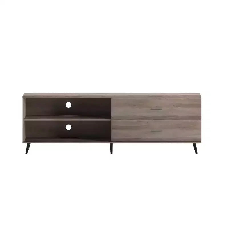 Flash Furniture Nelson 65 Mobile TV moderno di metà secolo per TV fino a 60 pollici con ripiano regolabile e cassetti portaoggetti