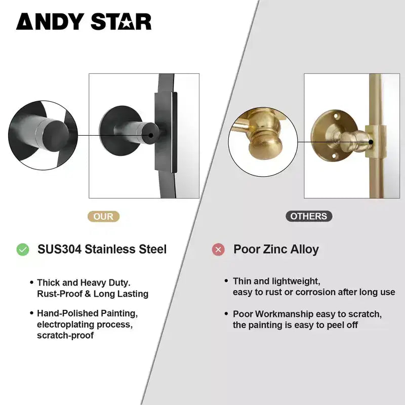 ANDY STAR Specchio ovale moderno decorativo da 20 x 30 pollici da parete per bagno con cornice in metallo acciaio inossidabile, nero opaco