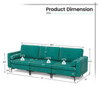 Divano moderno modulare a 3 posti Costway con tasca laterale e gambe in metallo, color verde acqua