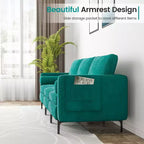 Divano moderno modulare a 3 posti Costway con tasca laterale e gambe in metallo, color verde acqua