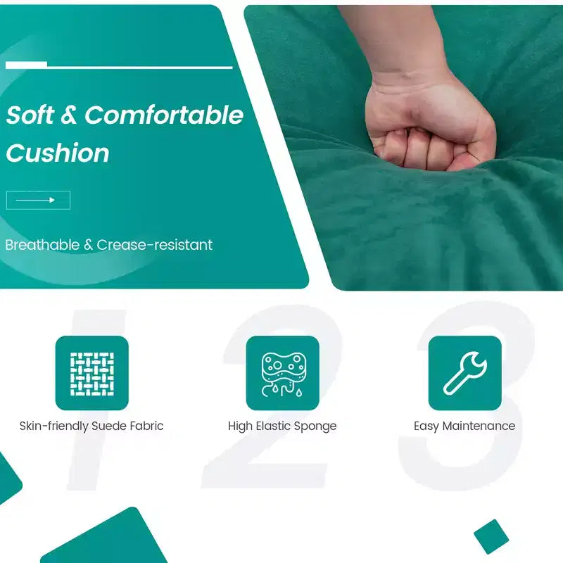 Divano moderno modulare a 3 posti Costway con tasca laterale e gambe in metallo, color verde acqua