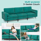 Divano moderno modulare a 3 posti Costway con tasca laterale e gambe in metallo, color verde acqua
