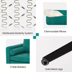 Divano moderno modulare a 3 posti Costway con tasca laterale e gambe in metallo, color verde acqua