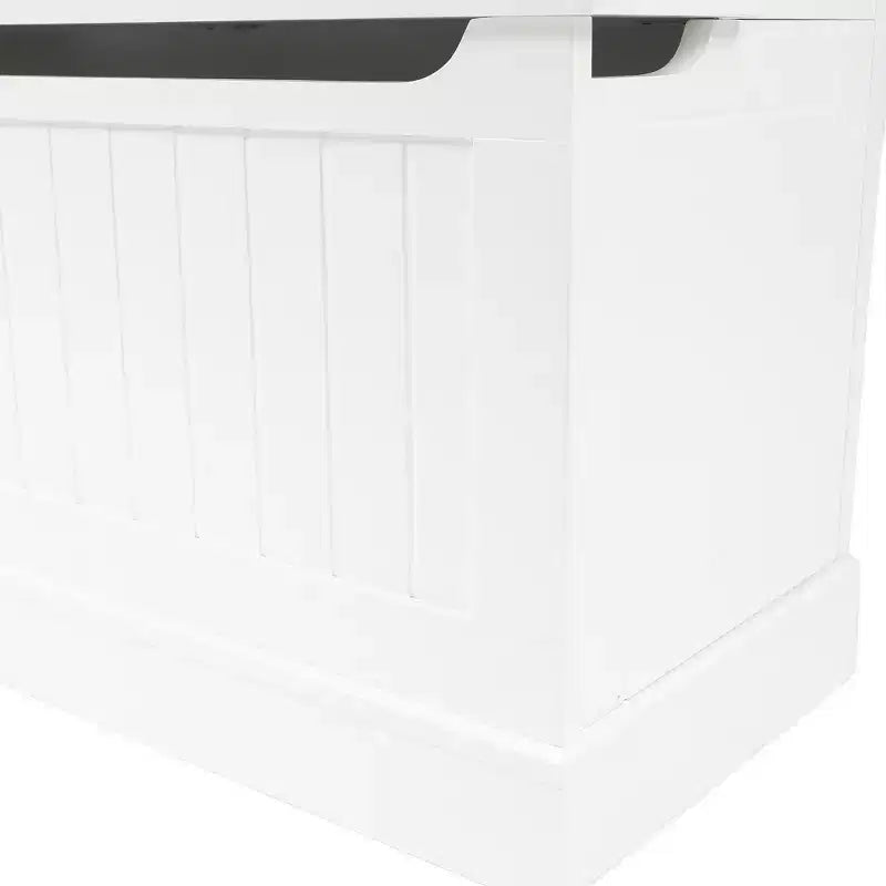 White MDF Hall Tree with Storage Bench and Coat Hooks