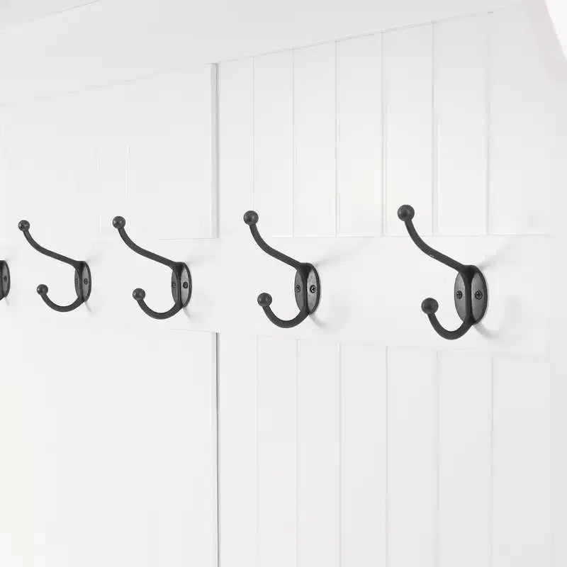 White MDF Hall Tree with Storage Bench and Coat Hooks